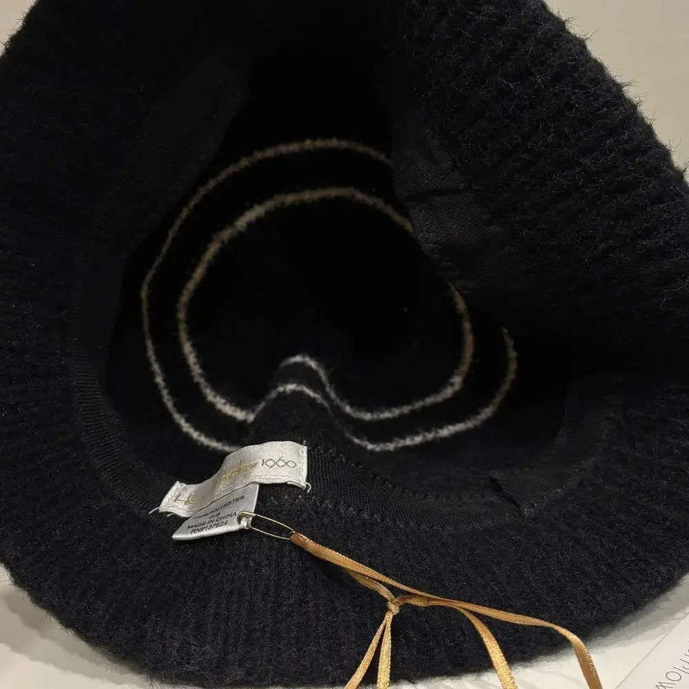 NWT House of Harlow 1960 Knit Bucket Hat Black White Stripe